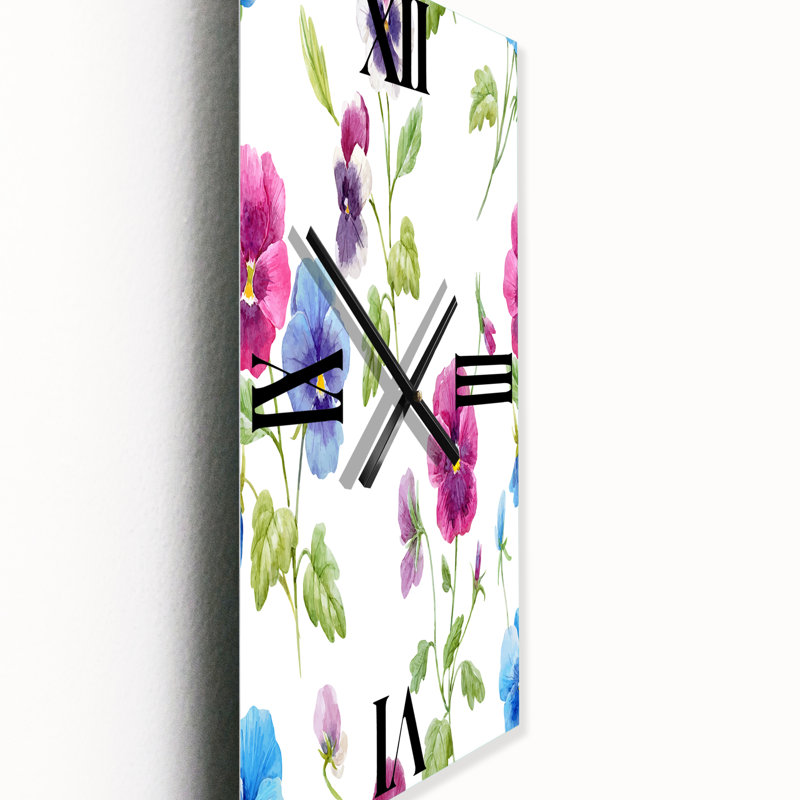 Horloge murale traditionnelle rose et bleue Pansy II, Petit