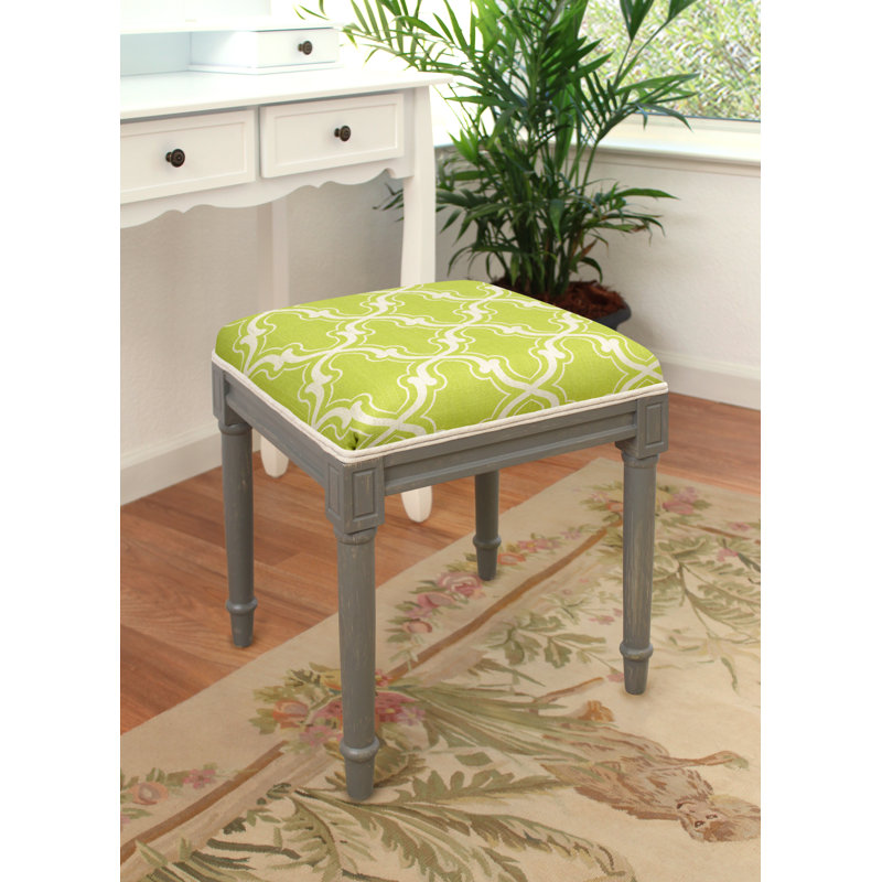 Pangle Solid Wood Accent Stool, Chartreuse, White