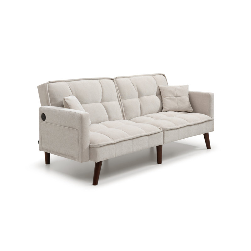 Canapé-lit moderne avec canapé-lit, port de chargement USB, petit bureau inclinable en tissu chenille, bureau inclinable, bureau pour petits espaces