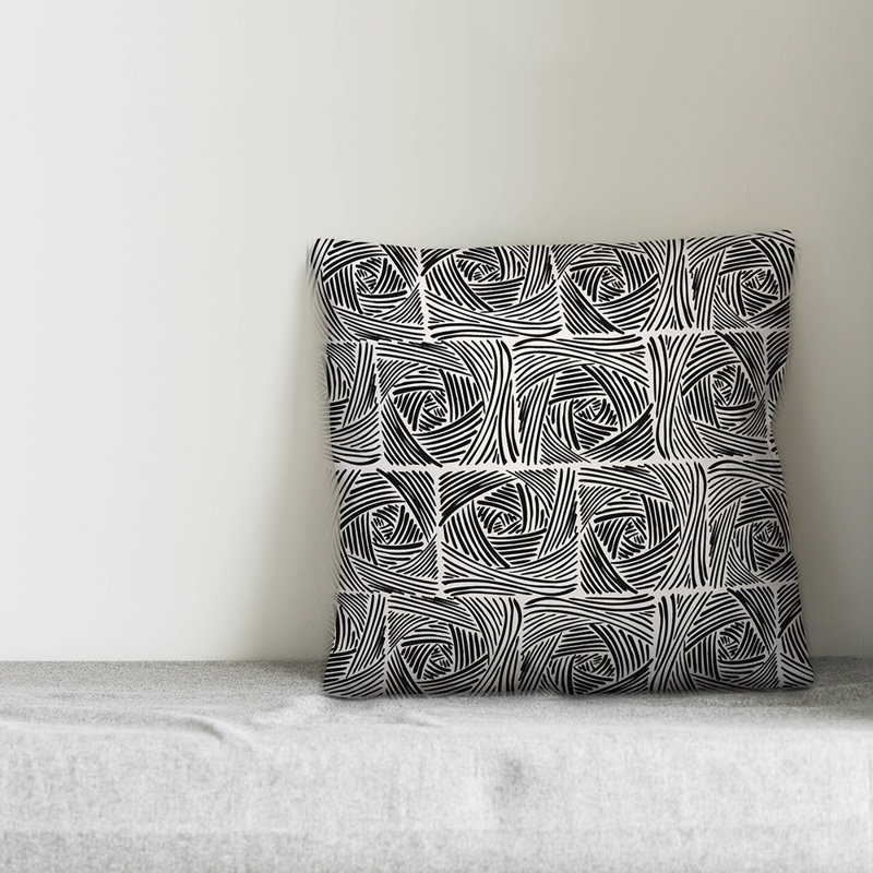 Coussin Square Roses, Noir, 16 po x 1 po