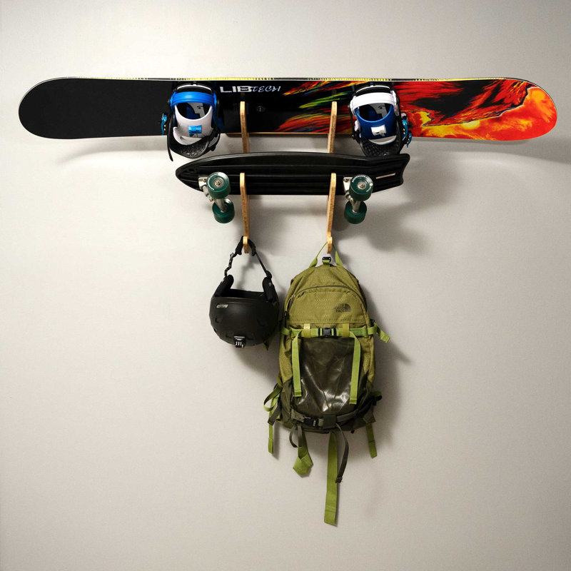 Support mural pour planche à neige et support à planche à roulettes - Série Moloka'I, 2 étages, Bouleau