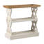Console 35,5 po x 14 po x 32 po en bois vieilli blanc et naturel, console de style champêtre