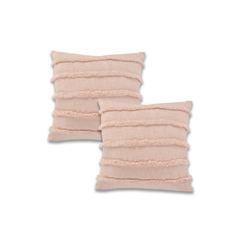 Housse de coussin 100% coton, Polyester/ bourre en polyester, Rose