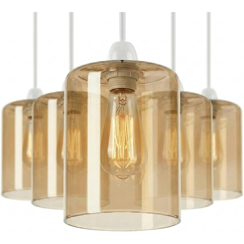 12cm H Glass Drum Lamp Shade in Amber