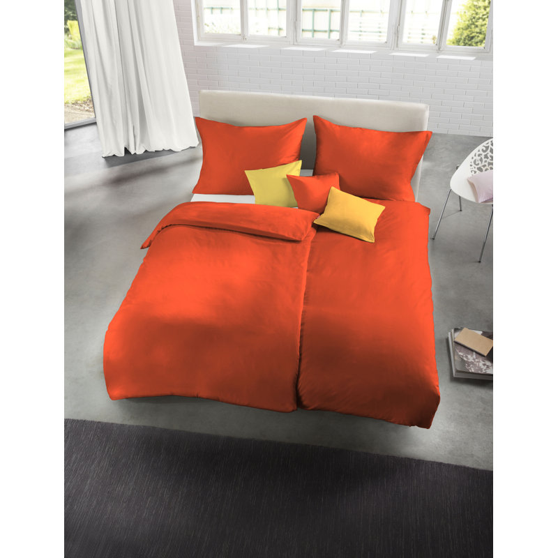 Uni-Colours 100% Cotton 200 TC Duvet Cover Set, Double Duvet Cover + 1 Pillowcase, Chilli