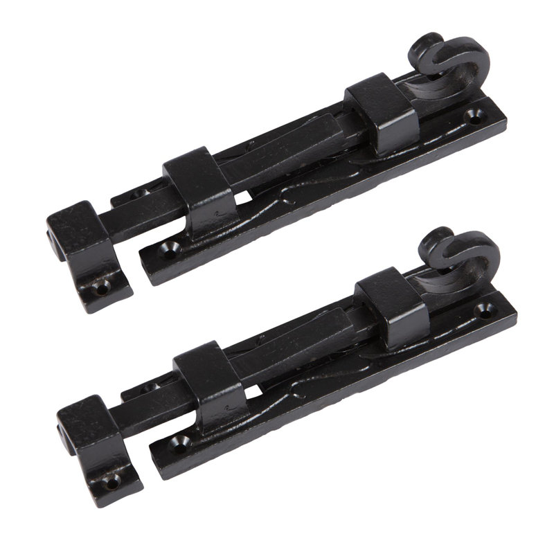 Hammer & Tongs - Straight Shepherd's Crook Surface Bolt - W140mm - Black