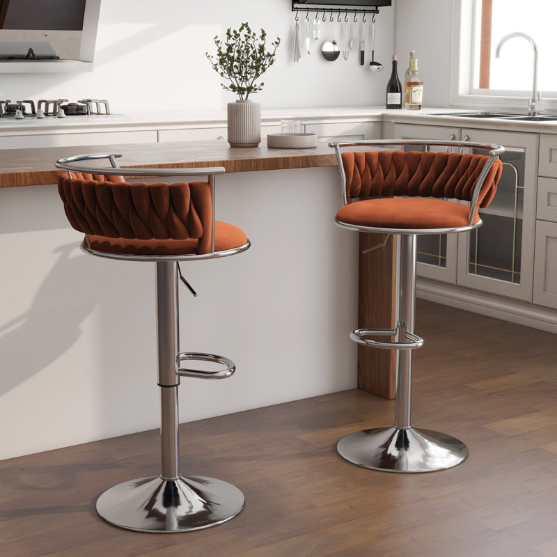 Tabouret de bar Christal, Orange, Argent argent