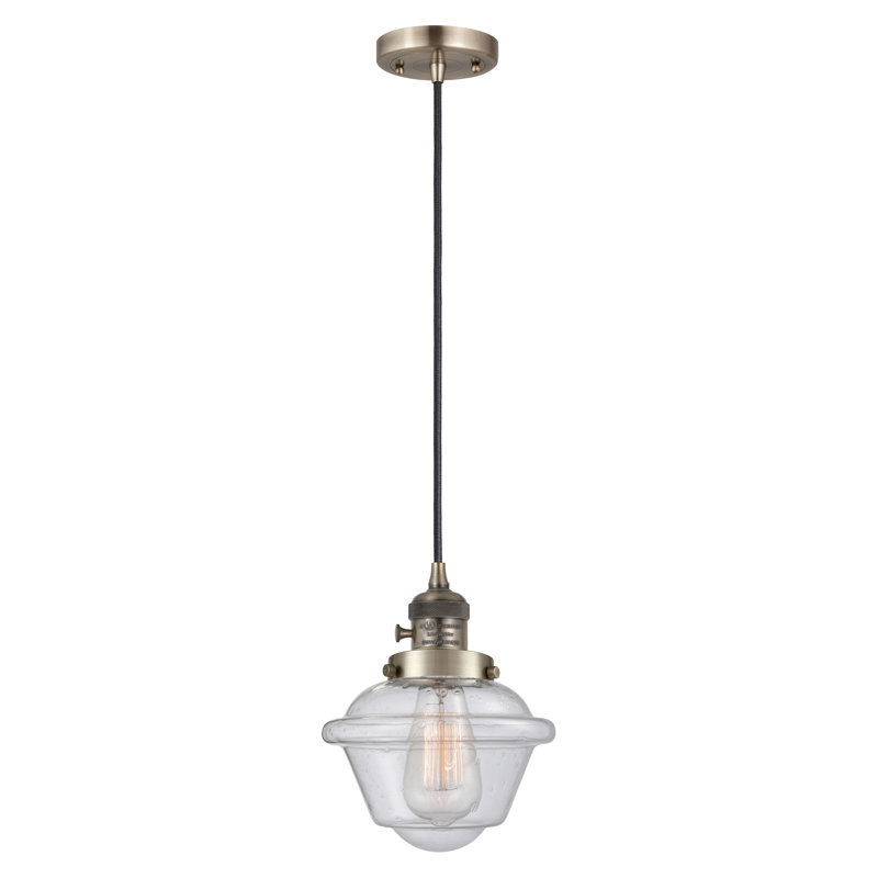Franklin Restoration - Grourke - Mini-luminaire suspendu à 1 lumière - Interrupteur marche / arrêt - Ampoule non incluse - Abat-jour