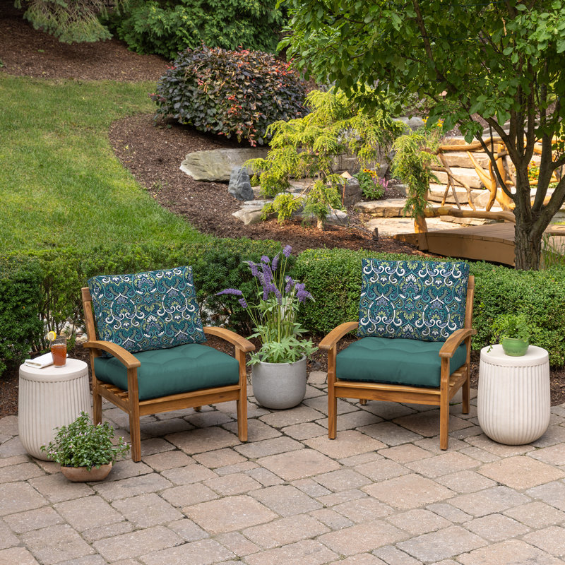 ARDEN Outdoor Lounge Chair 6" Cushion, Sapphire Aurora Blue Damask