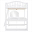 Lit mezzanine double en bois avec bureau en U, compartiments de rangement et miroir à trois volets-1705806998