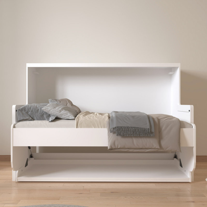 Lit escamotable avec bureau, mobilier de chambre idéal pour les petits espaces, lits gigognes horizontaux et verticaux et meubles peu encombrants, lits pliables (simple horizontal)