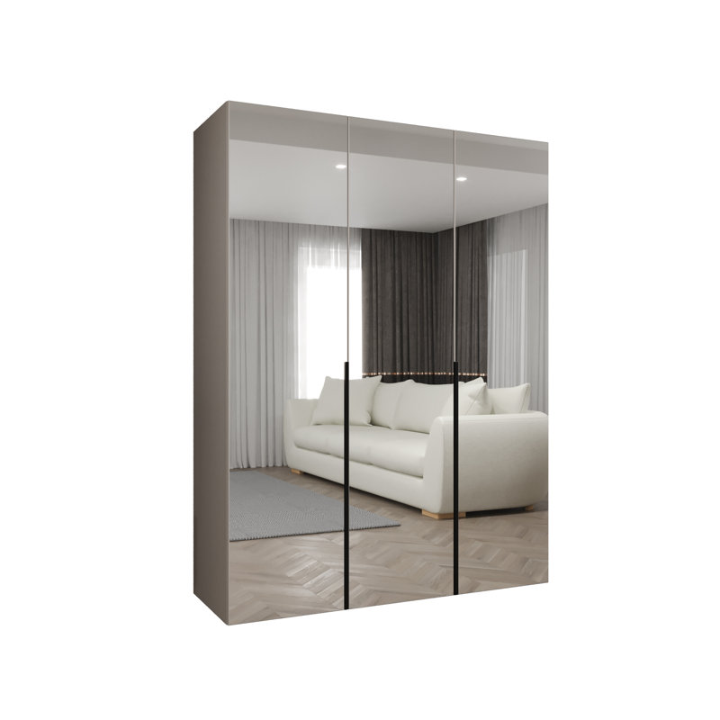 Manufactured Wood Wardrobe, cashmere + handles: black
