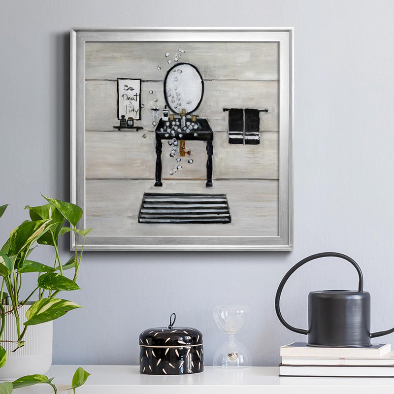 Neat And Tidy Bath - Cadre photo, reproduction d'art sur toile, Argent, H 34,5 po x l 34,5 po x P 1,5 po
