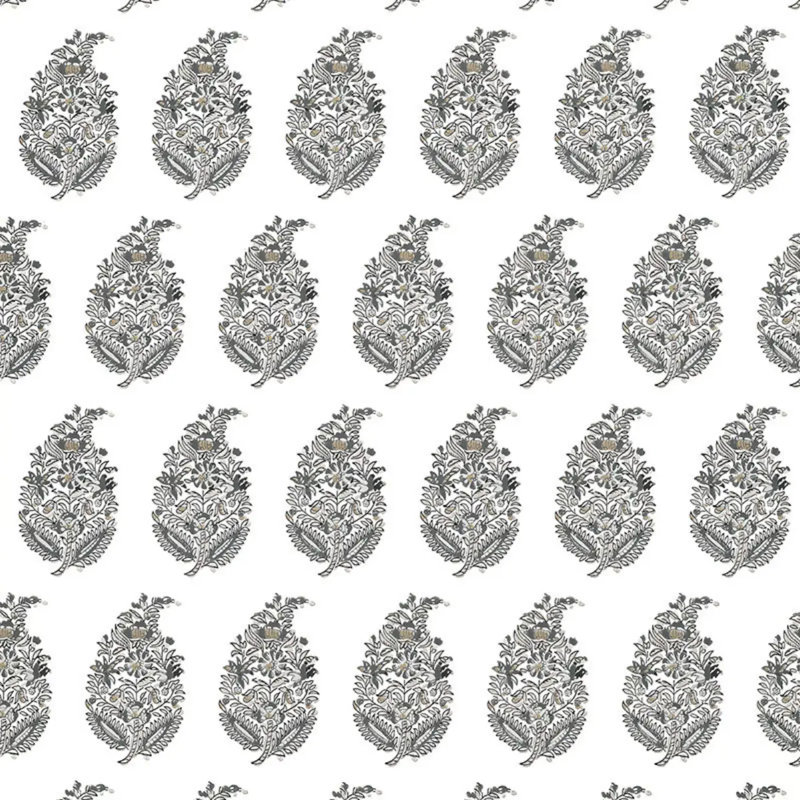 Papier peint motif cachemire Rajasthan, Argent