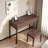Simple Solid Black Walnut Flip-Top Mirror Vanity.