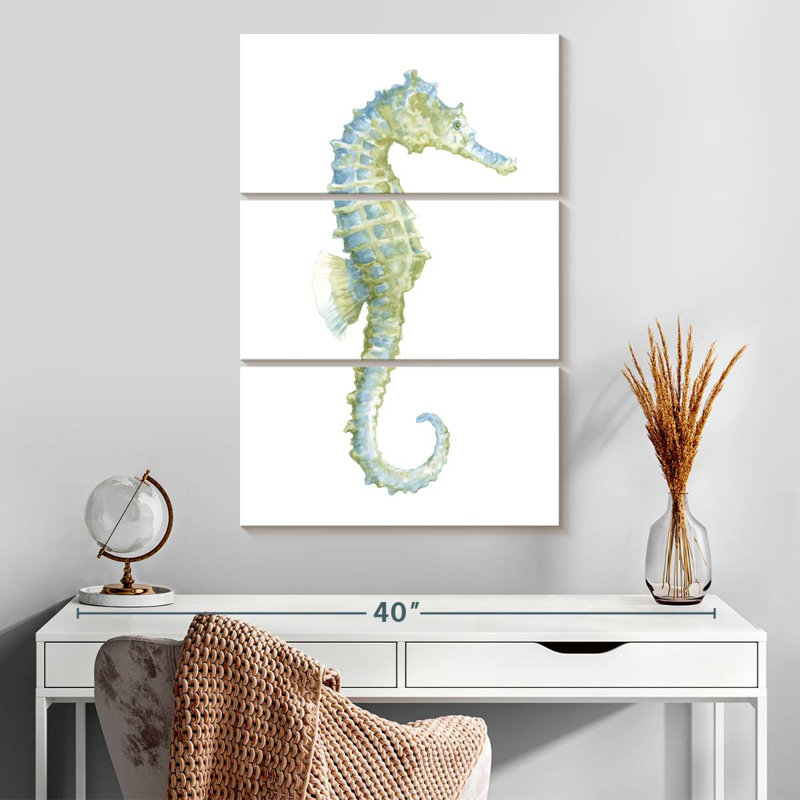 Brampt aquarelle hippocampe I, H 32 po x l 20 po