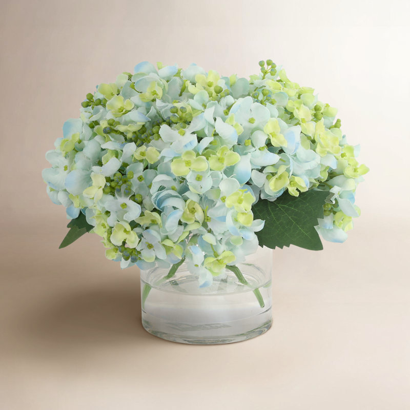 Hydrangeas Arranged in a Glass Vase