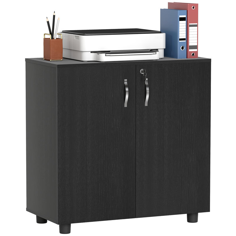 Aadyn 2 -Door 1 -Shelf Storage Cabinet, Black
