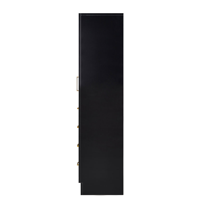 Tidworth Solid Wood Linen Cabinet, Pre-assembled, 65"H x 20"W, Black