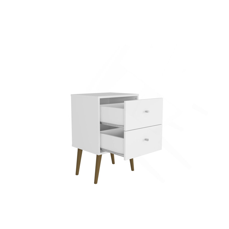 18" Nightstand In White (2-Drawer), White