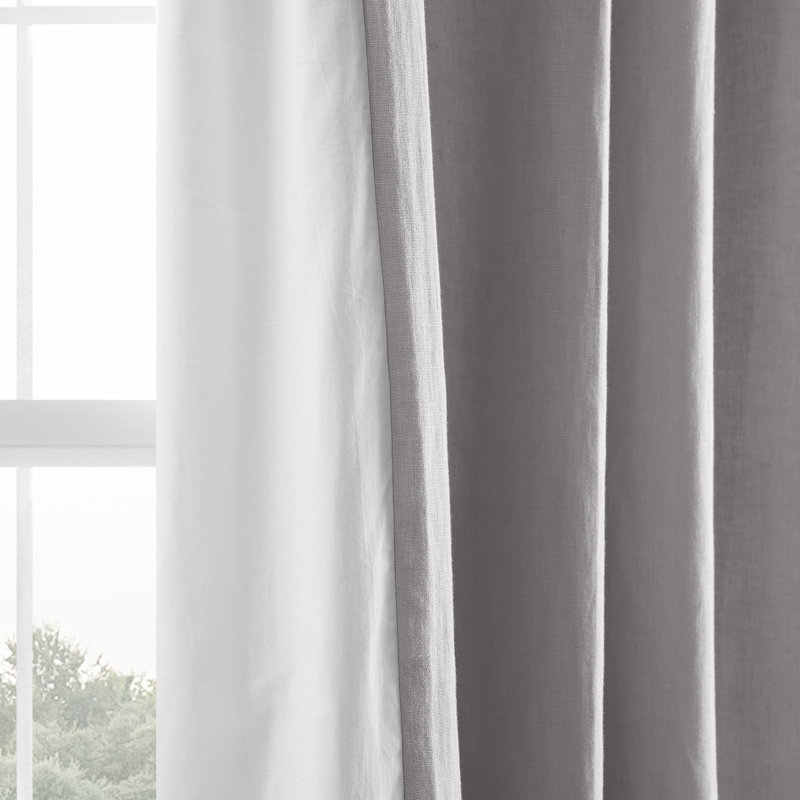 Briella French Linen Room Darkening Curtain, Earl Gray, 50" W x 96" L