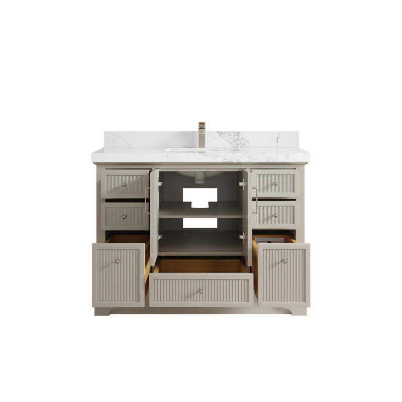 Alys 48'' Single Bathroom Vanity with Quartz Top, Calacatta Nuvo