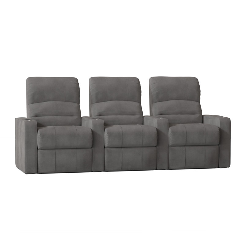 Rangée de sièges de cinéma maison à DEL Chrysander (rangée de 3), Ombre Smartsuede, Manuel