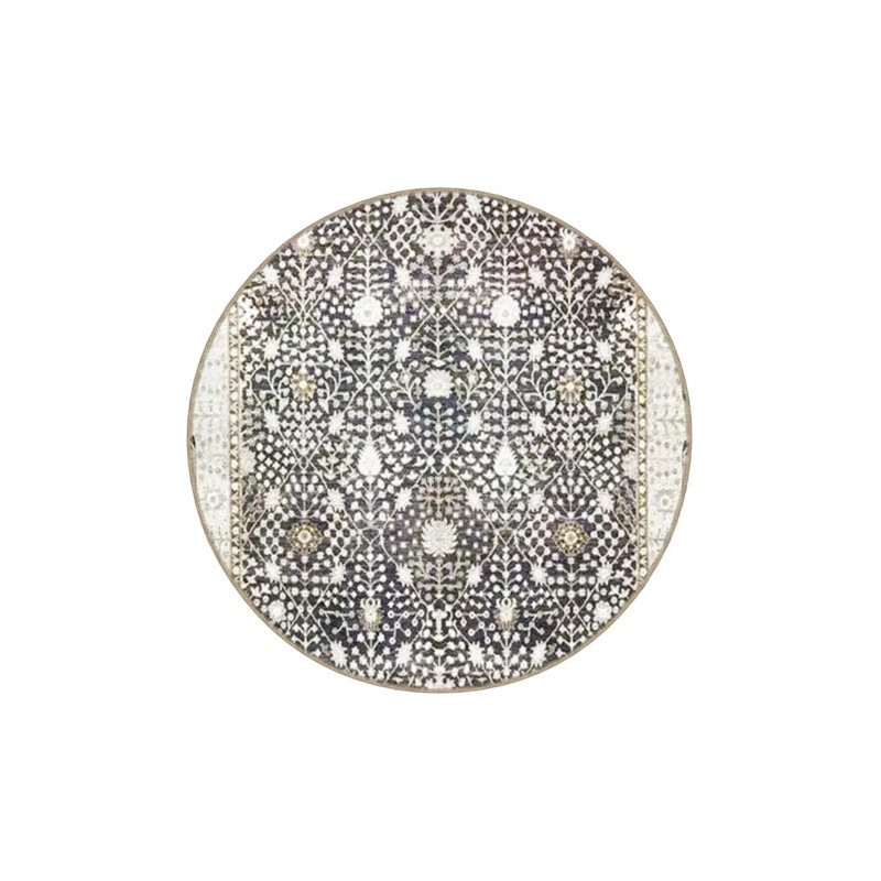 Black And Beige Themed Motif Ethnic Floral Patterned Vintage Decorative Carpet 3497, Rectangle 2'4" x 4'