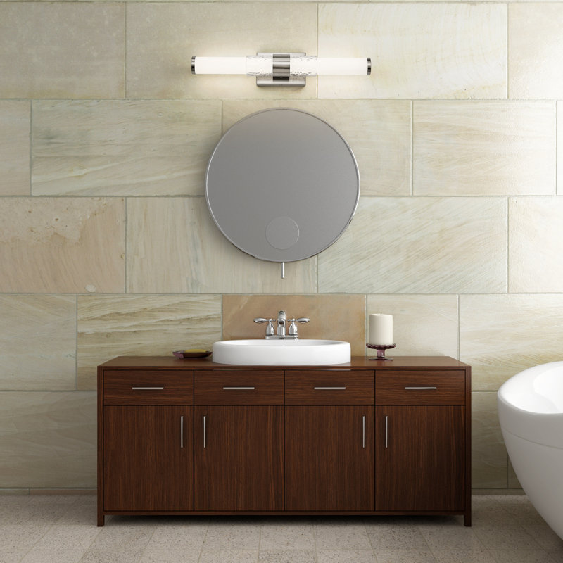 Meuble-lavabo 1 lumière Atchley, H 4,75 po x l 25 po x P 4 po, Nickel brossé