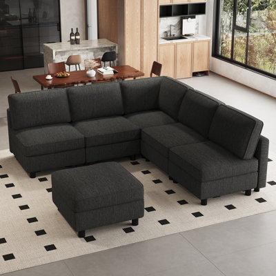 Canapé d'angle en L avec repose-pieds pour appartement