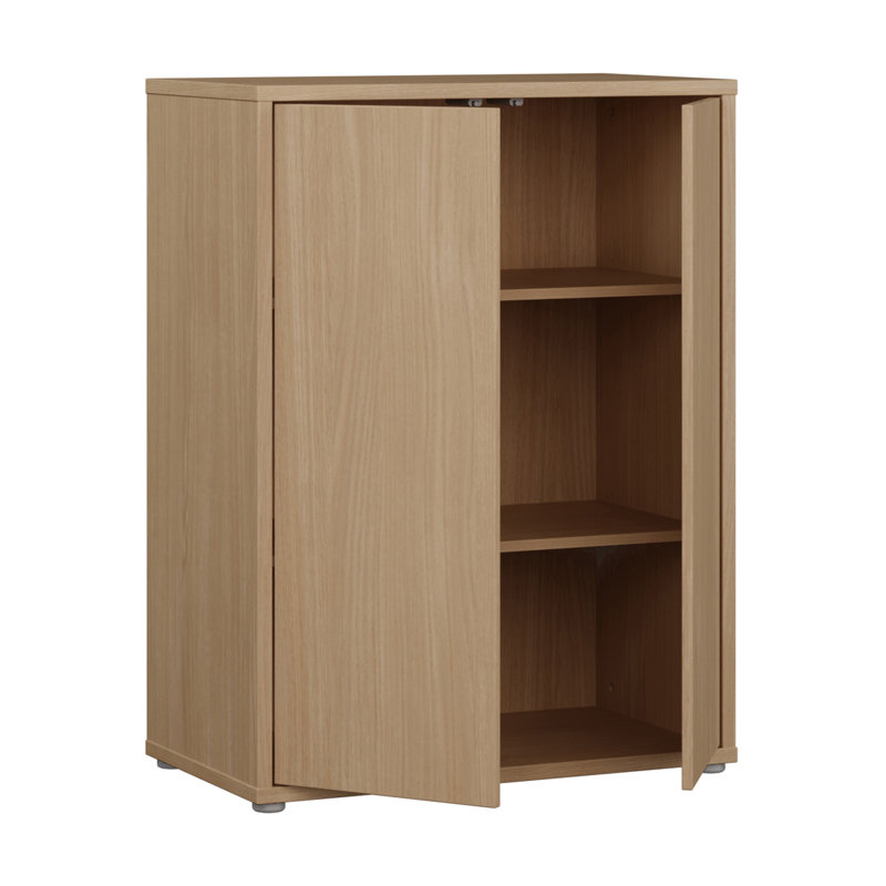 Chadwic Modern minimalistic cabinet unit with 2 doors and 2 internal shelves, engineered wood, warm oak decor, 74.5 cm W x 99.1 cm H x 41.5 cm D