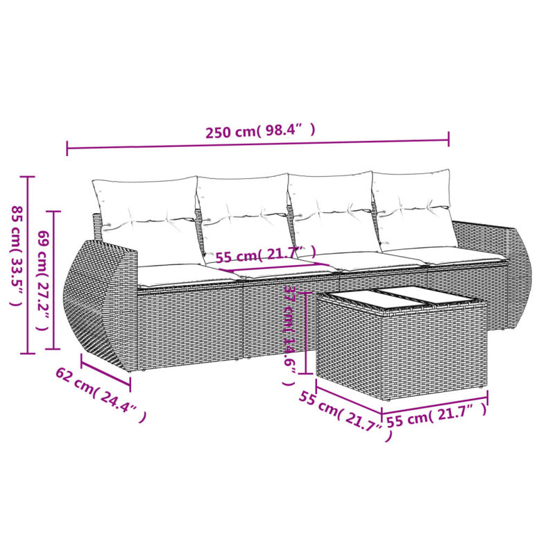 Ensemble de canapé de jardin Vidaxl brun, blanc crème