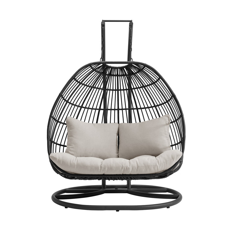 Balancelle double Sherrod complète - gris foncé et beige oléfine