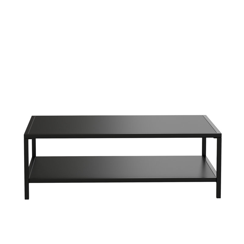 Black Steel Rectangular 2-Tier Outdoor Coffee Table