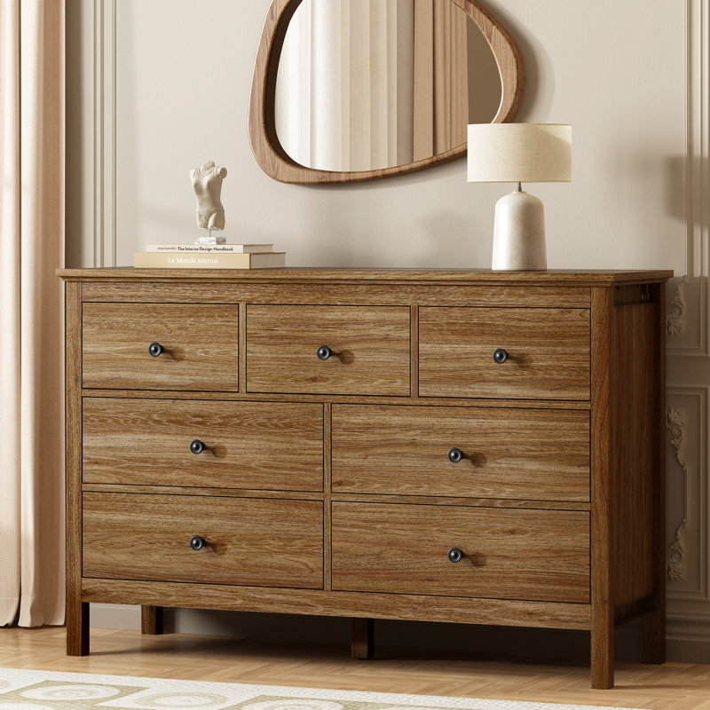 Commode 7 tiroirs Marianne, Chêne rustique