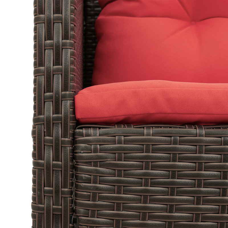 Ensemble de canapé de jardin vidaXL avec coussin 6 pièces en rotin de polyester brun et rouge, Rouge, Brun
