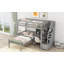 Lit mezzanine simple avec lit autonome, escalier de rangement, bureau, tablettes et tiroirs-613718708