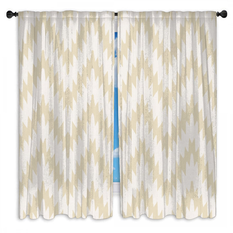 Rideaux de fenêtre beige à motif en zigzag et obscurcissant - 2 panneaux, 40in x 52in - 2 panels, Sheer