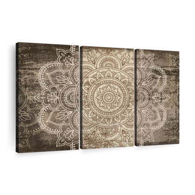 Ensemble de 3 pièces mandala sur toile