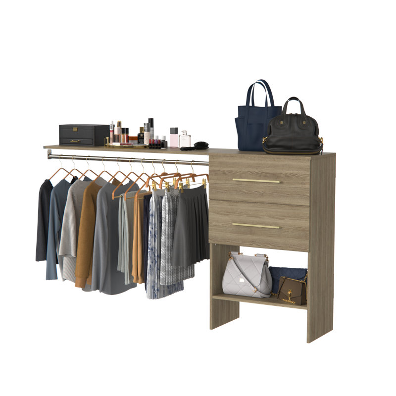 Unité de base avec 2 tiroirs et tablette supérieure, Brown