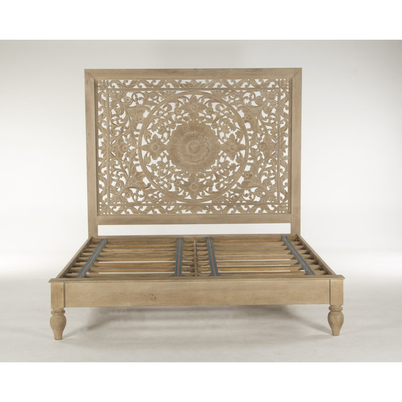 Taj Solid Wood Bed, Light Brown, King