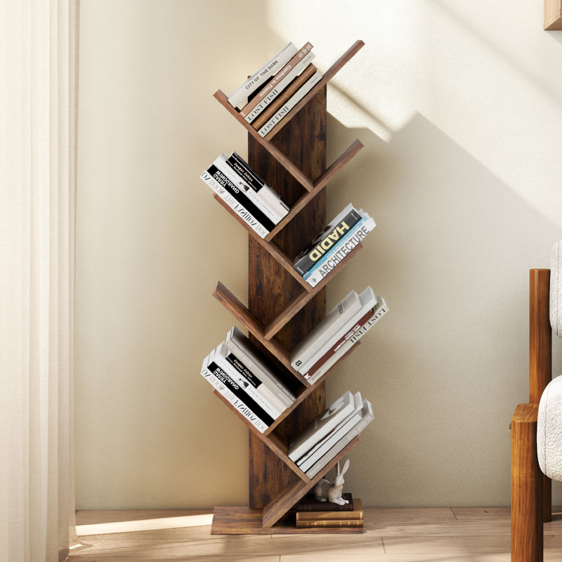 Troy 127cm H x 40cm W Geometric Bookcase, Brown