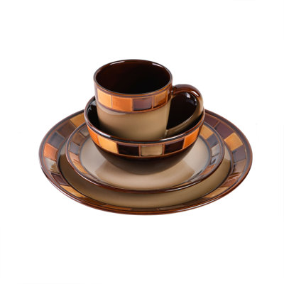 Gibson Casa 16 Piece Dinnerware Set, Service For 4 In Brown
