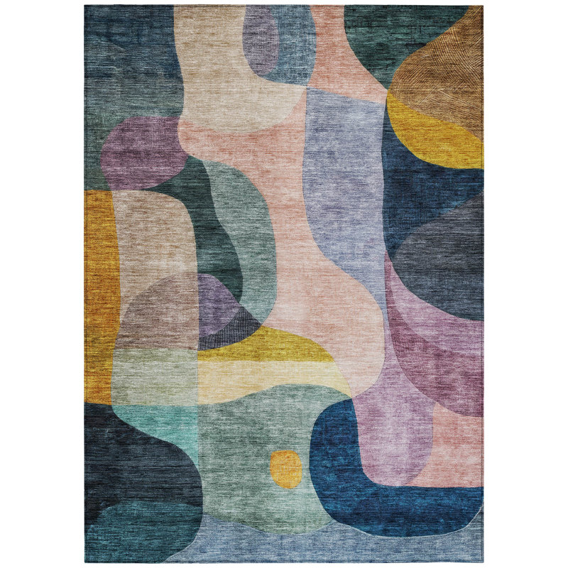 Machine Washable Indoor/Outdoor Chantille ACN1119 Green Rug, Rectangle 9' x 12'
