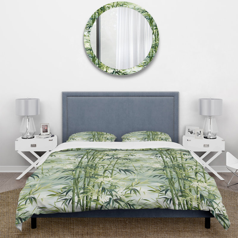 Literie Japon Bamboo Zen Channel II, Housse de couette pour grand lit et 2 taies décor