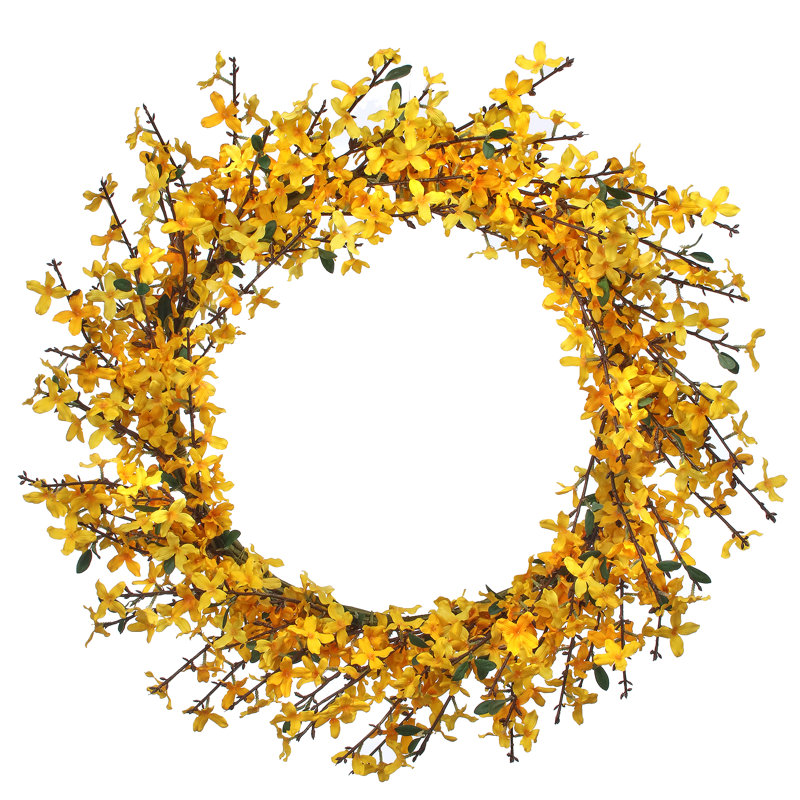 Faux Forsythia Polyester 26'' Wreath