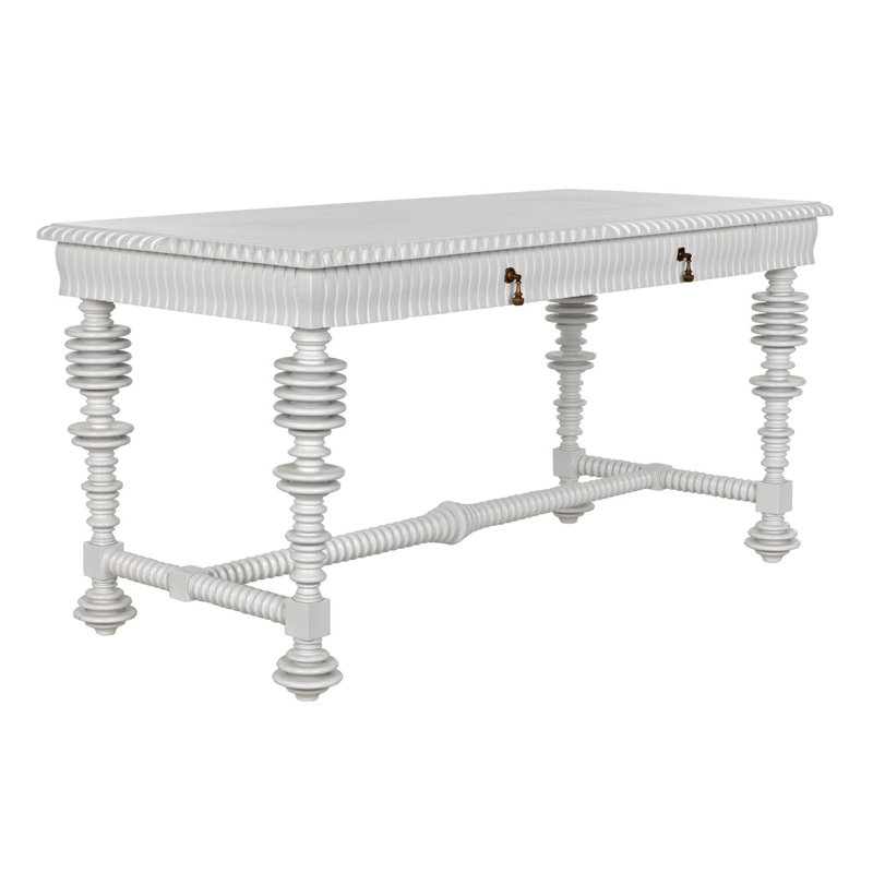 Portuguese Solid Wood Writing Desk, Solid White