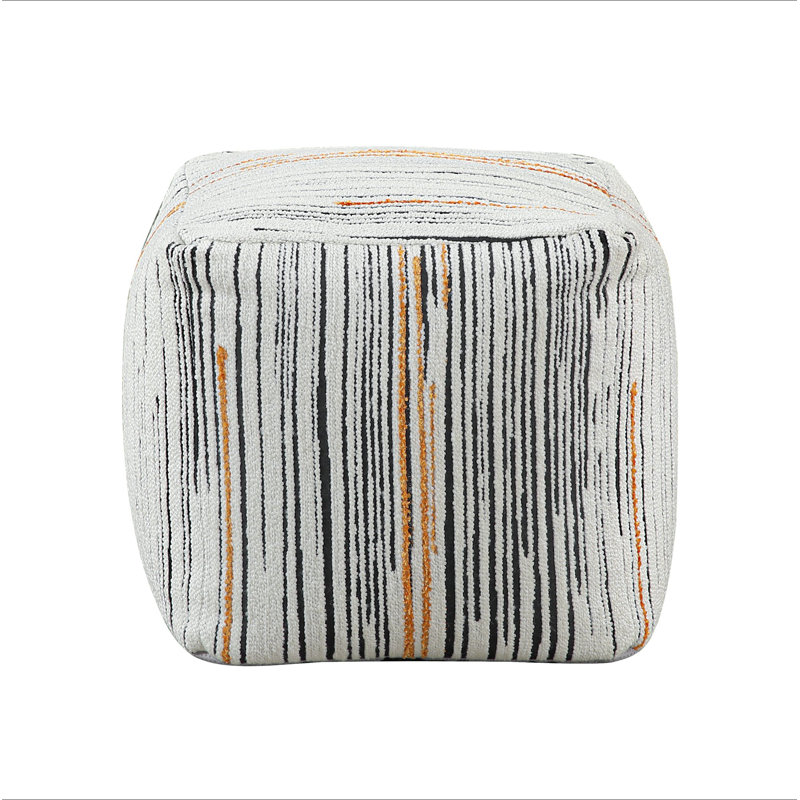 Modern Square Pouf Jacquard Fabric Upholstery Ottoman, Footstool, Non-Slip Floor Pouf, Bean Bag Chair, 1Pc Sitting Pouf