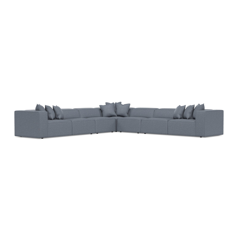 Bliss Sectional, Teal Polyester, 28" H x 160.5" W x 160.5" D