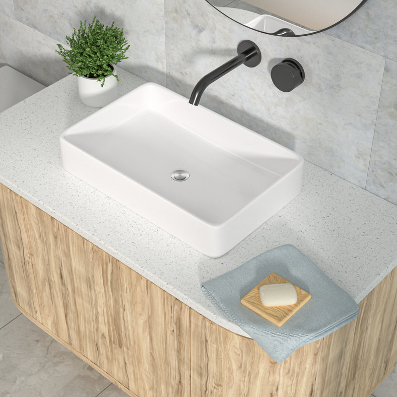 24'' L x 16'' W Rectangular White Ceramic Vessel Bathroom Sink